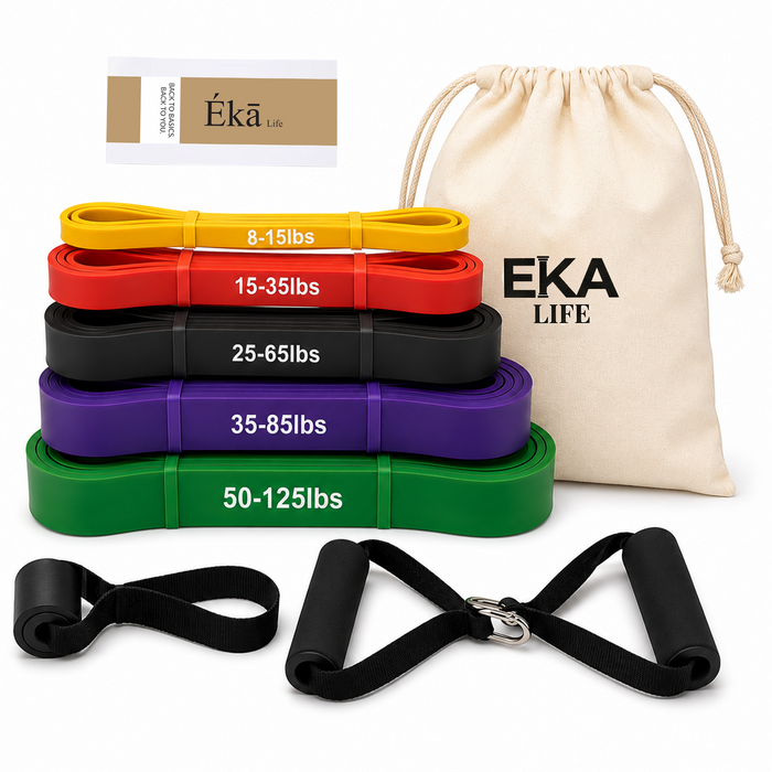 Resistance Band Set with Handles & Door Anchor – 5 Levels (8–125 lbs)