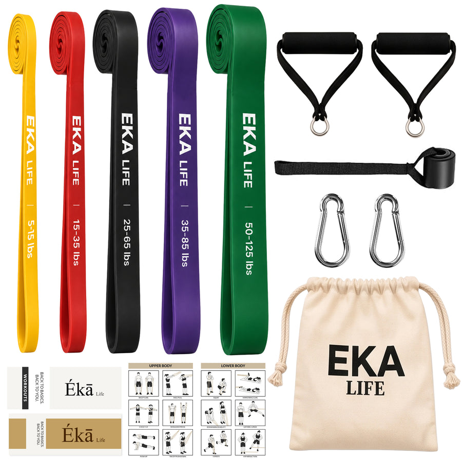 Resistance Band Set with Handles & Door Anchor – 5 Levels (5–125 lbs)