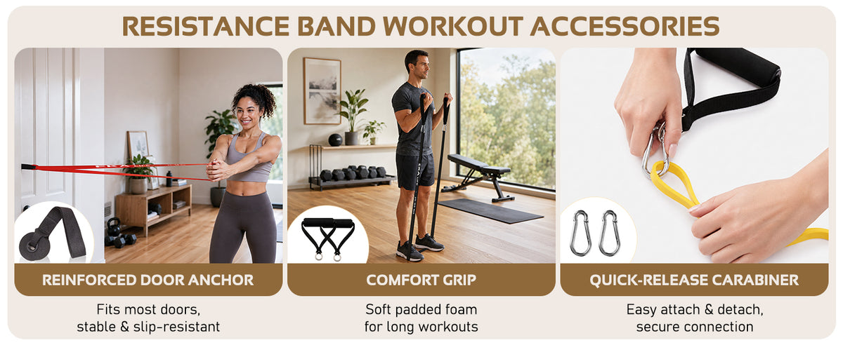 Resistance Band Set with Handles & Door Anchor – 5 Levels (5–125 lbs)