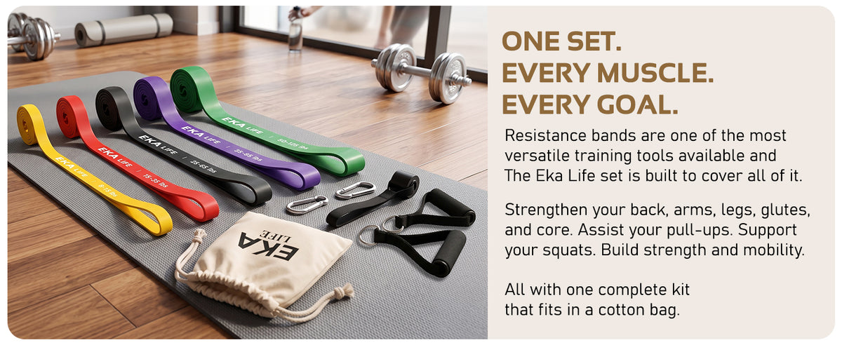 Resistance Band Set with Handles & Door Anchor – 5 Levels (5–125 lbs)